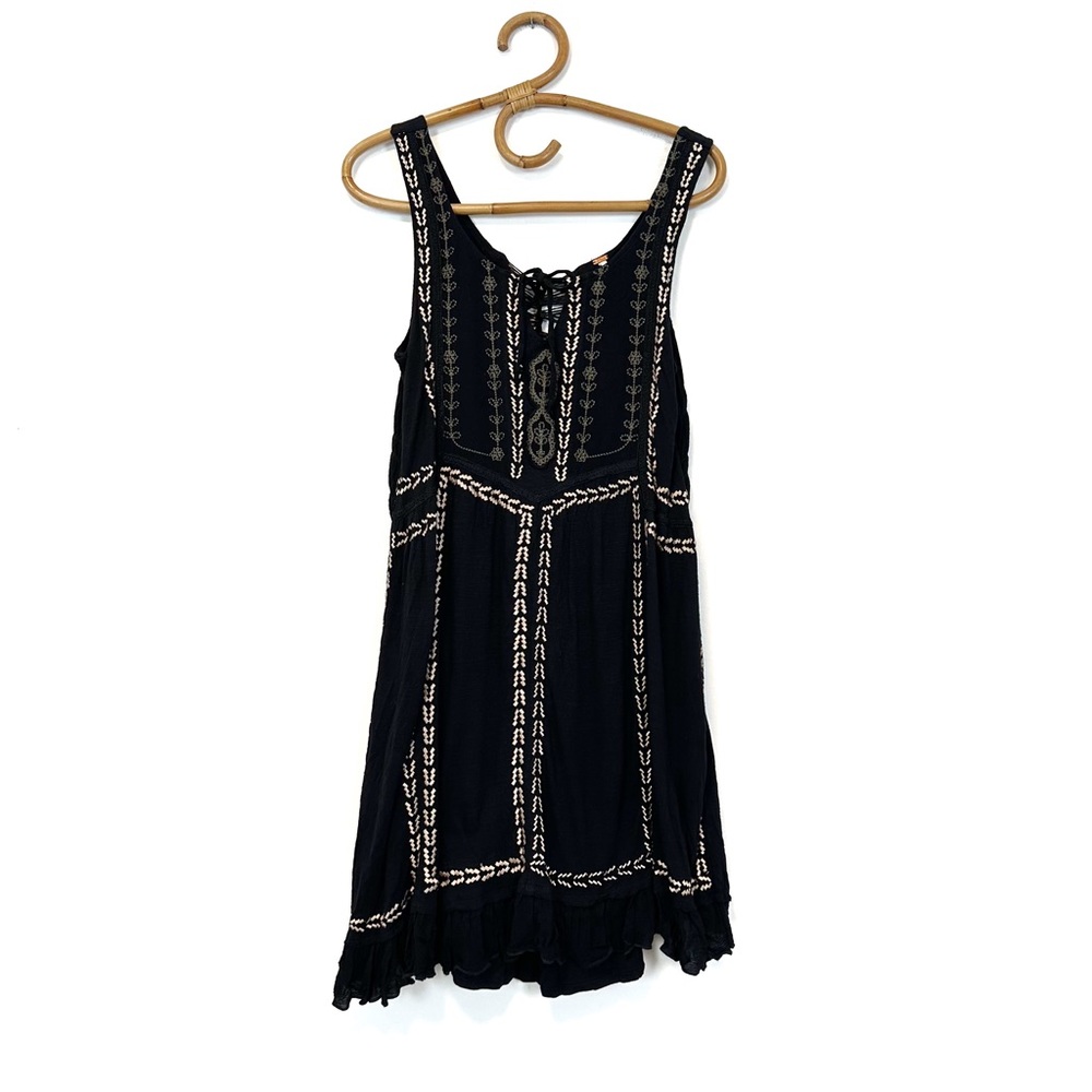 Free People | Embroidered Tank Jersey Knit Mini‎ Dress Size XS